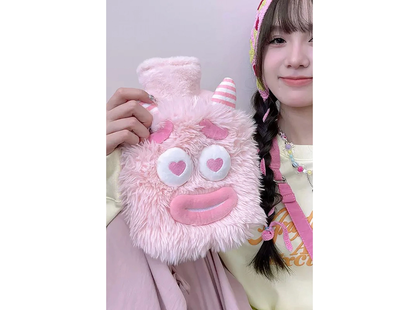 Pembe Renk Canavar Figürlü Peluş Sıcak Su Torbası