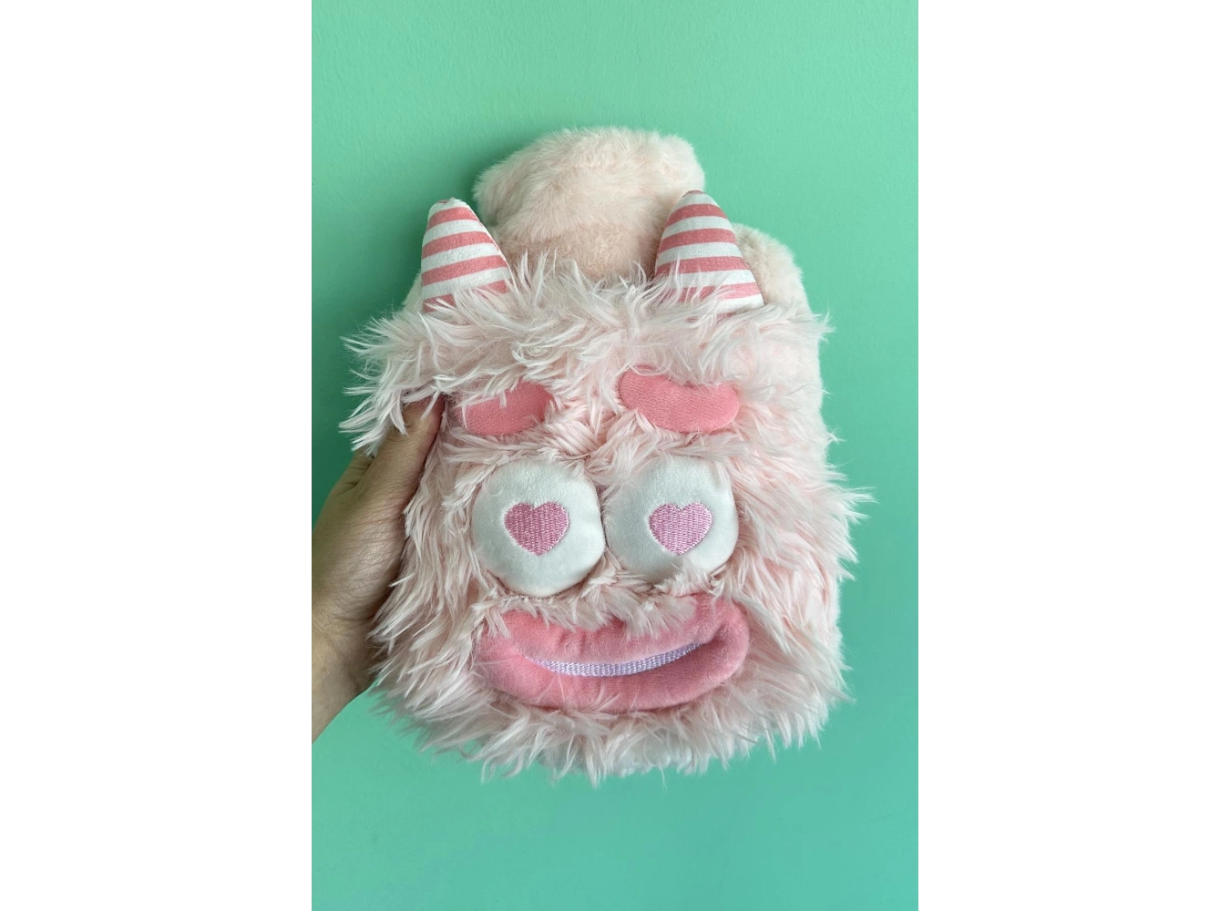 Pembe Renk Canavar Figürlü Peluş Sıcak Su Torbası