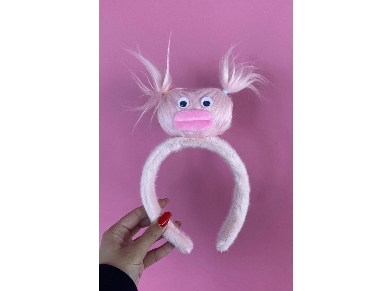 Pembe Renk Canavar Figürlü Peluş Taç