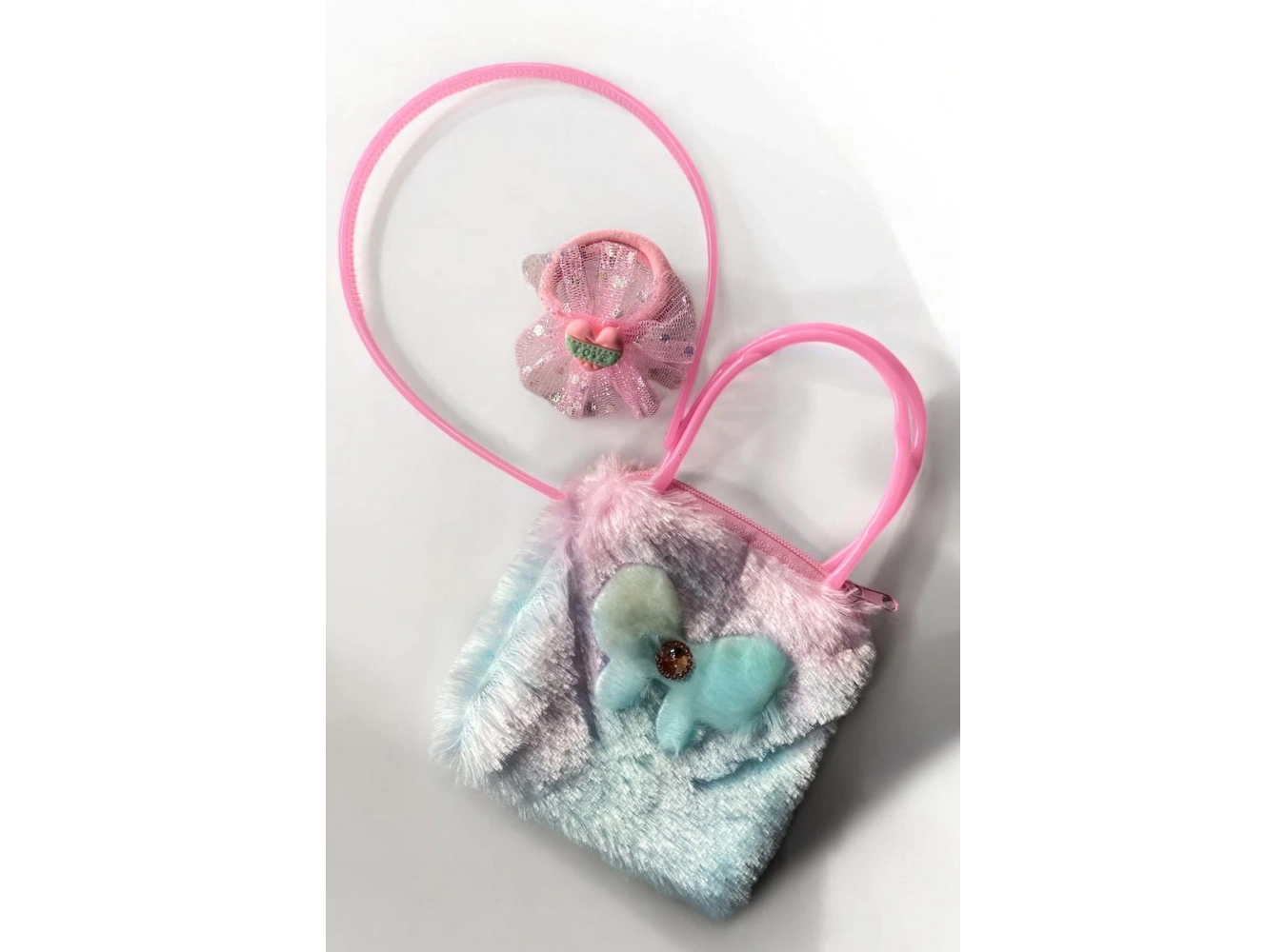 Pembe Renk Çanta/Taç/Havlu Toka Set