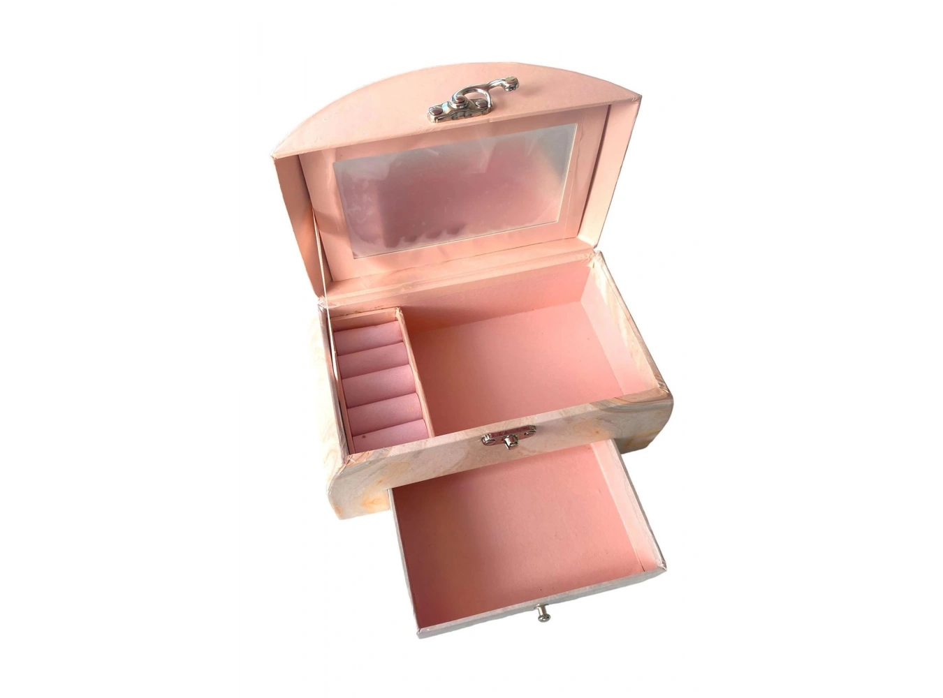 Pembe Renk Çekmeceli Ve Ayna Detaylı Takı Organizeri
