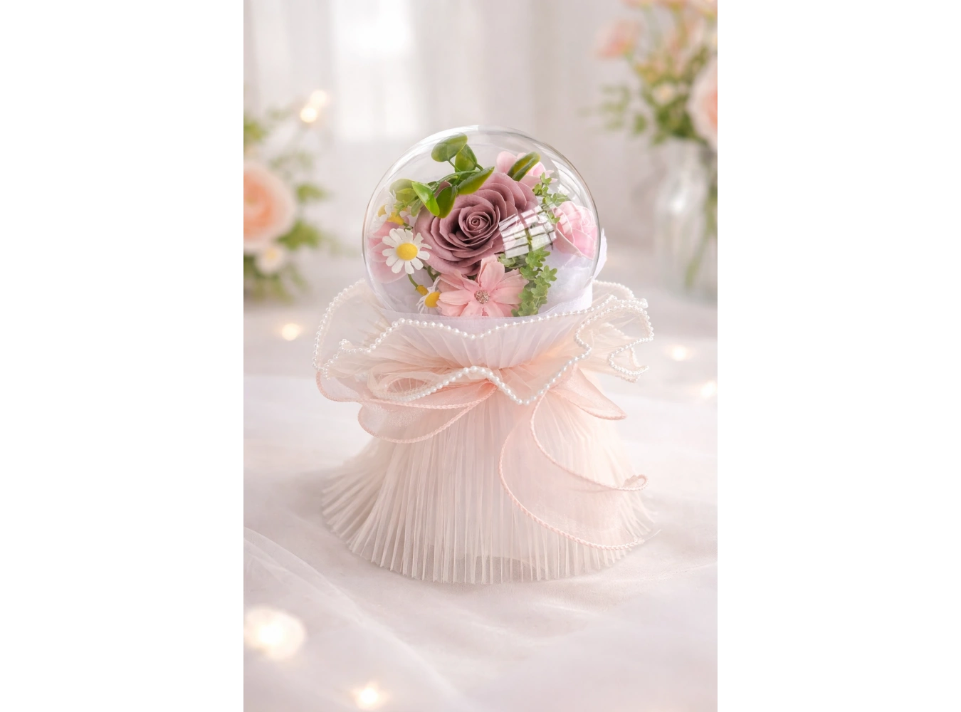 Pembe Renk Çiçek Aranjman Küresi