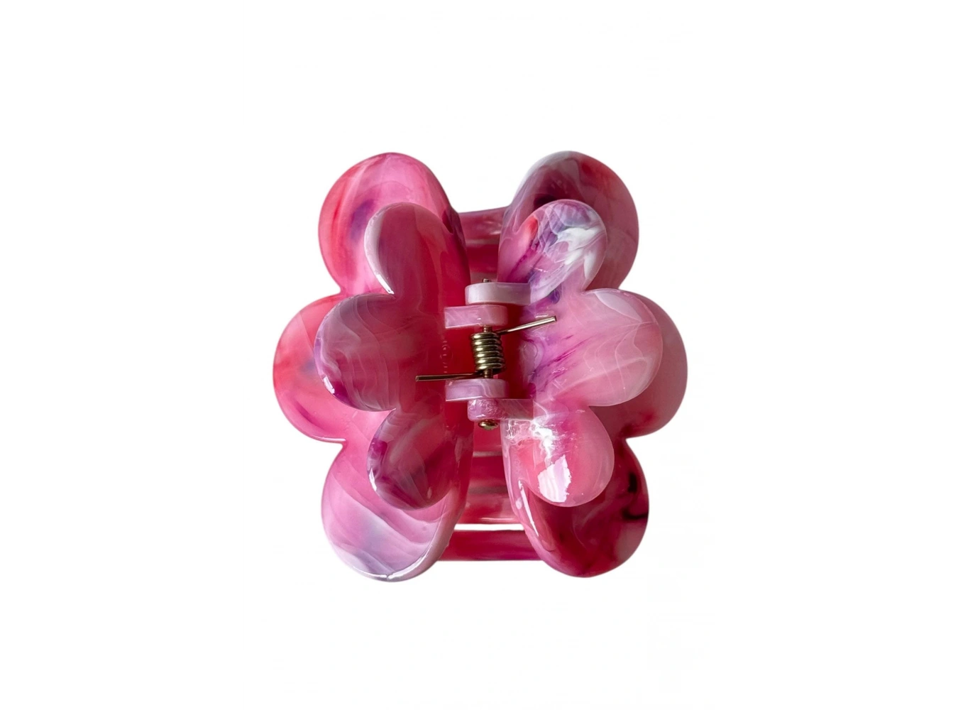 Pembe Renk Çiçek Figürlü Kemik Mandal Toka