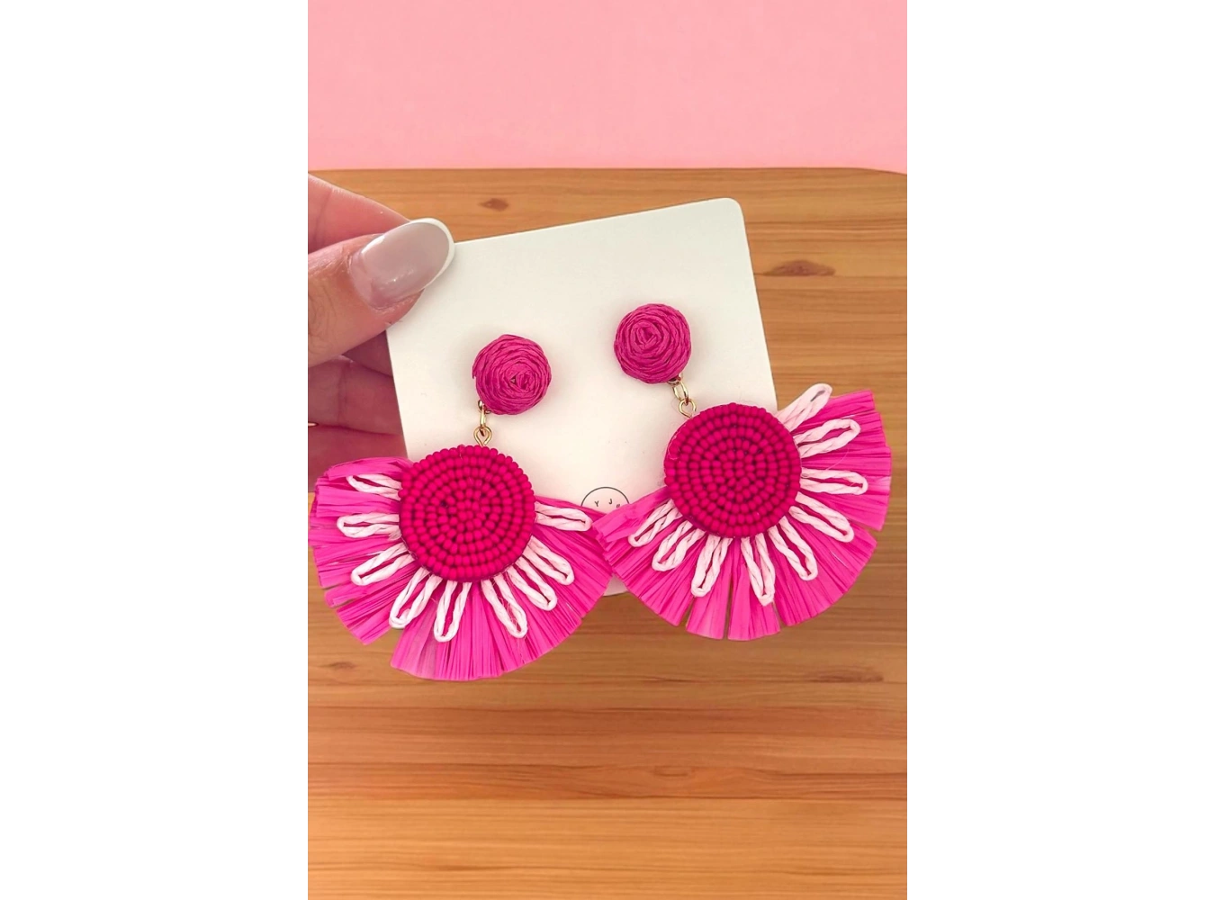 Pembe Renk Çiçek Figürlü Küpe (Çift)