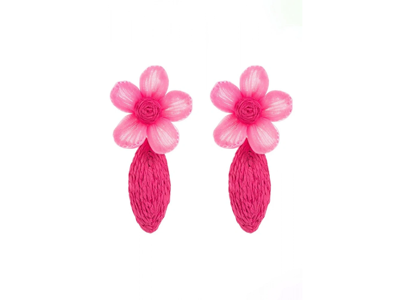 Pembe Renk Çiçek Figürlü Küpe (Çift)