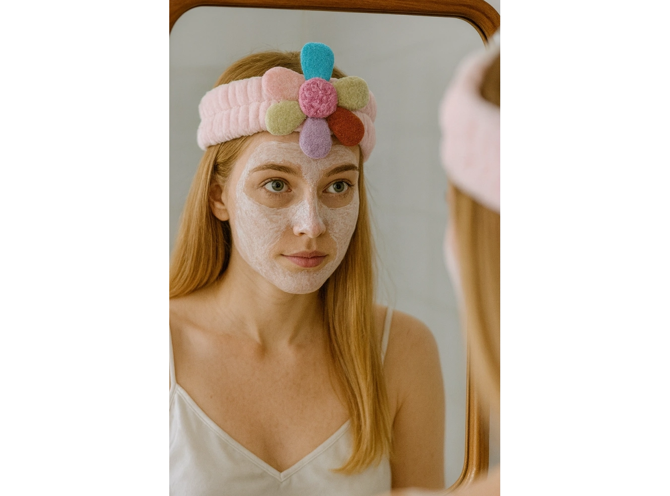 Pembe Renk Çiçek Figürlü Peluş Saç Bandı