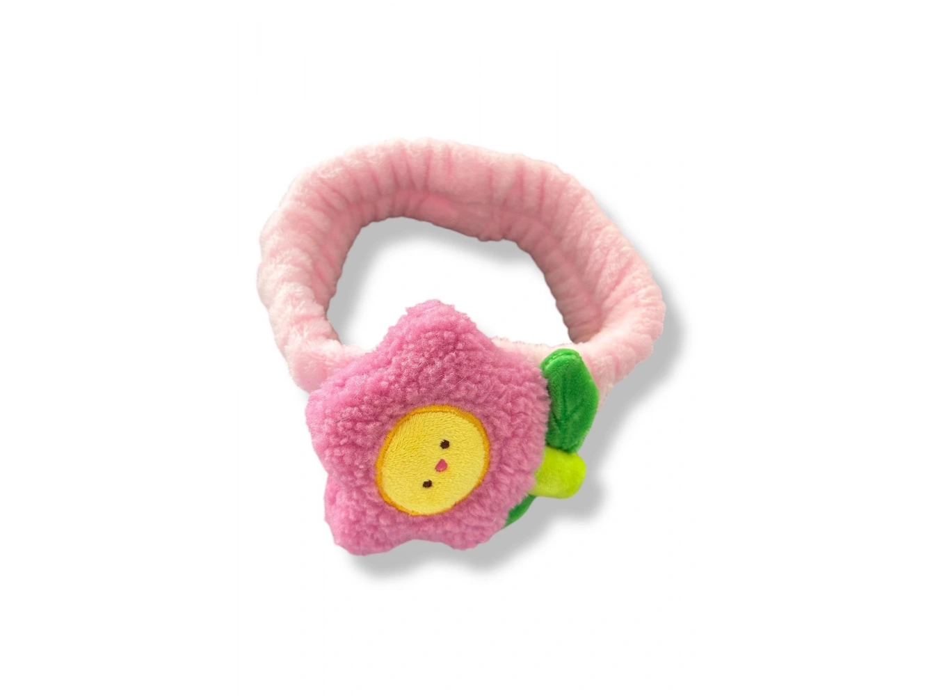 Pembe Renk Çiçek Figürlü Peluş Saç Bandı