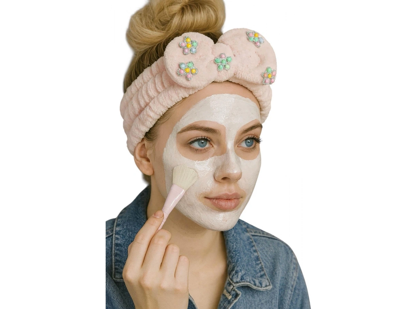 Pembe Renk Çiçek Figürlü Peluş Saç Bandı