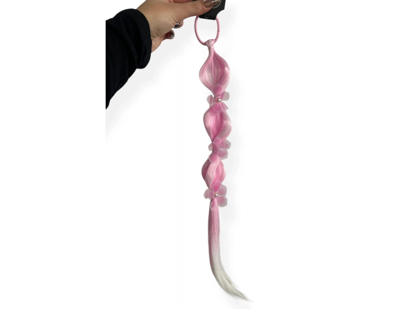 Pembe Renk Çiçek Figürlü Saç Detaylı Lastik Toka