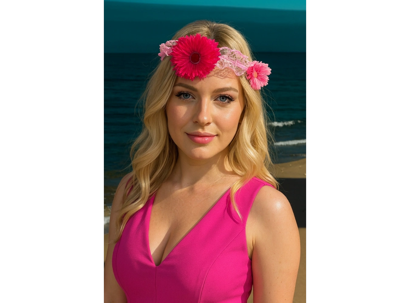 Pembe Renk Çiçek Figürlü Taç