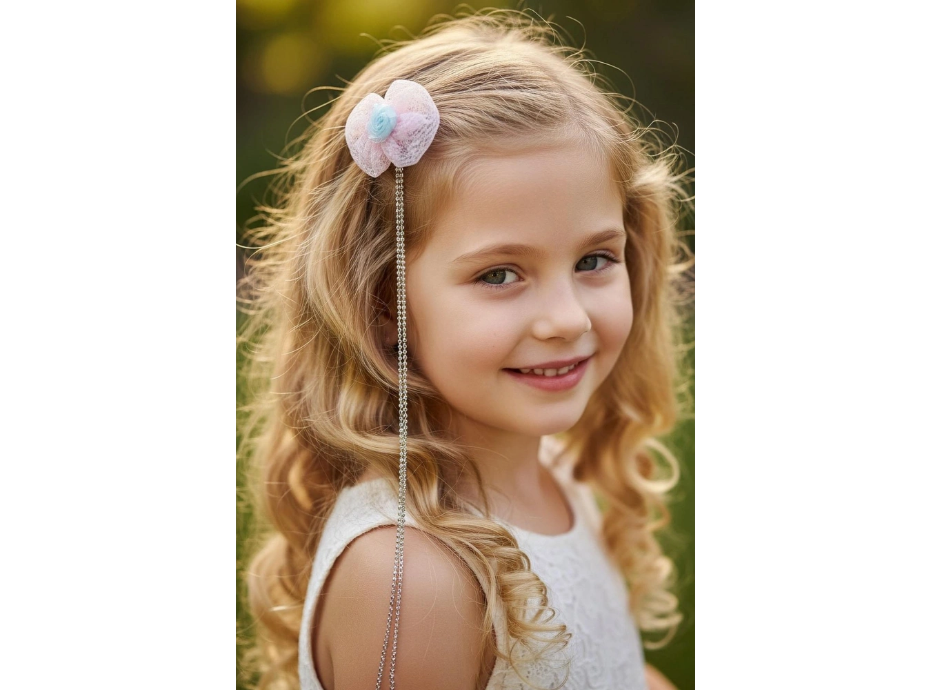 Pembe Renk Çiçek Figürlü Taş Detaylı Çocuk Yan Toka