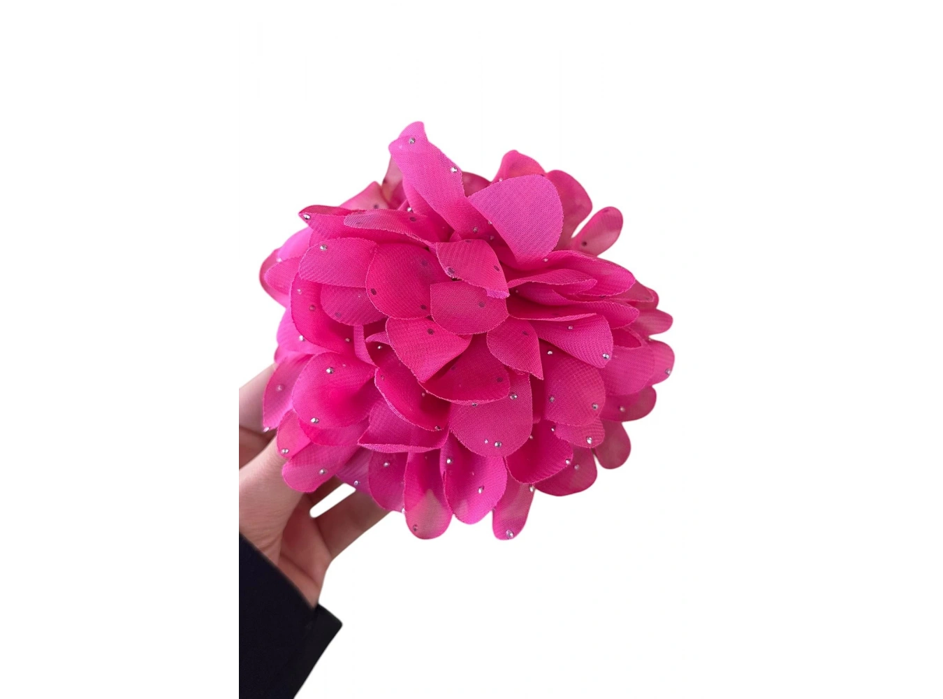 Pembe Renk Çiçek Figürlü Taş Detaylı Mandal Toka