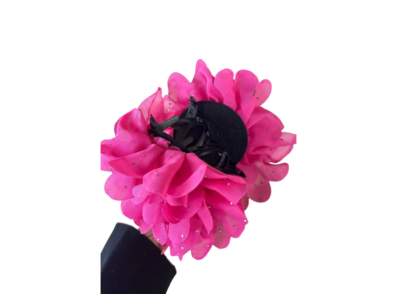 Pembe Renk Çiçek Figürlü Taş Detaylı Mandal Toka