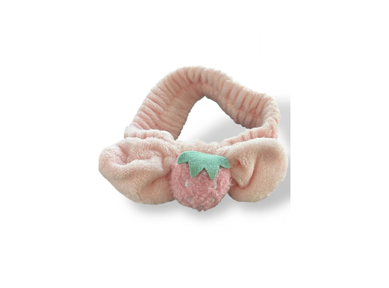 Pembe Renk Çilek Figürlü Peluş Saç Bandı