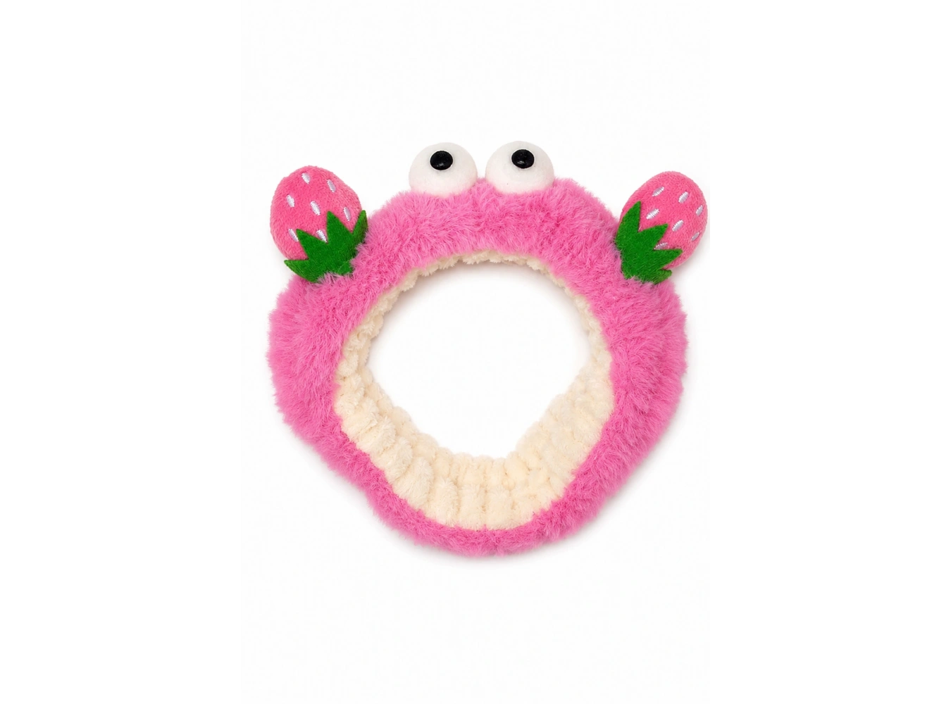 Pembe  Renk Çilek Ve Göz  Figürlü Peluş Saç Bandı