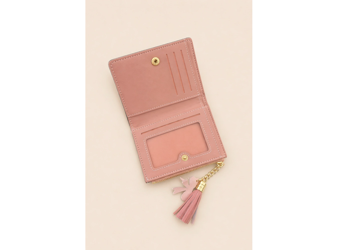 Pembe Renk Deri Kadın Cüzdan