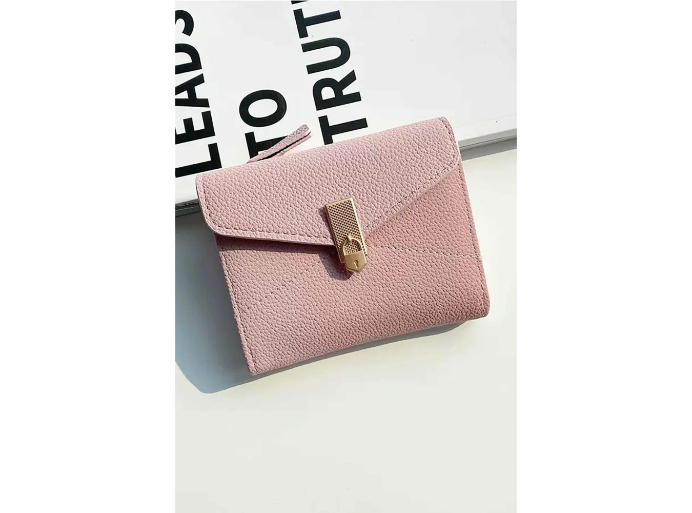 Pembe Renk Deri Kadın Cüzdan/Kartlık