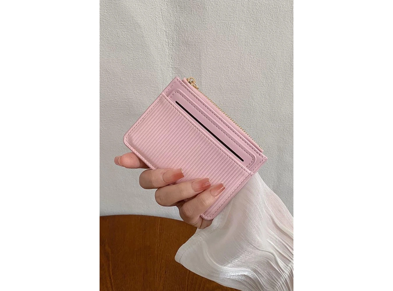 Pembe Renk Deri Kadın Cüzdan/Kartlık