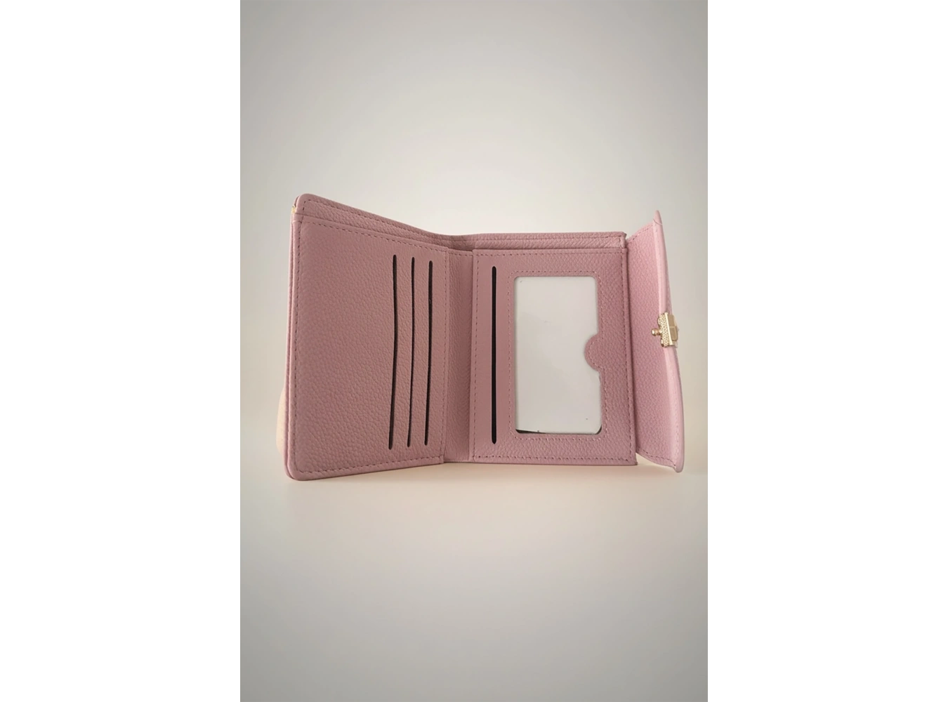 Pembe Renk Deri Kadın Cüzdan/Kartlık