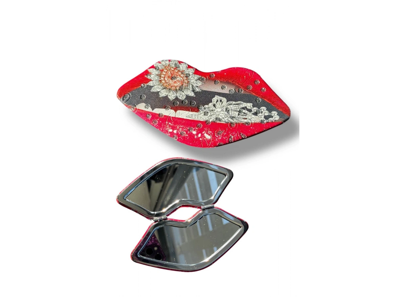 Pembe Renk Dudak Figürlü Cep Aynası