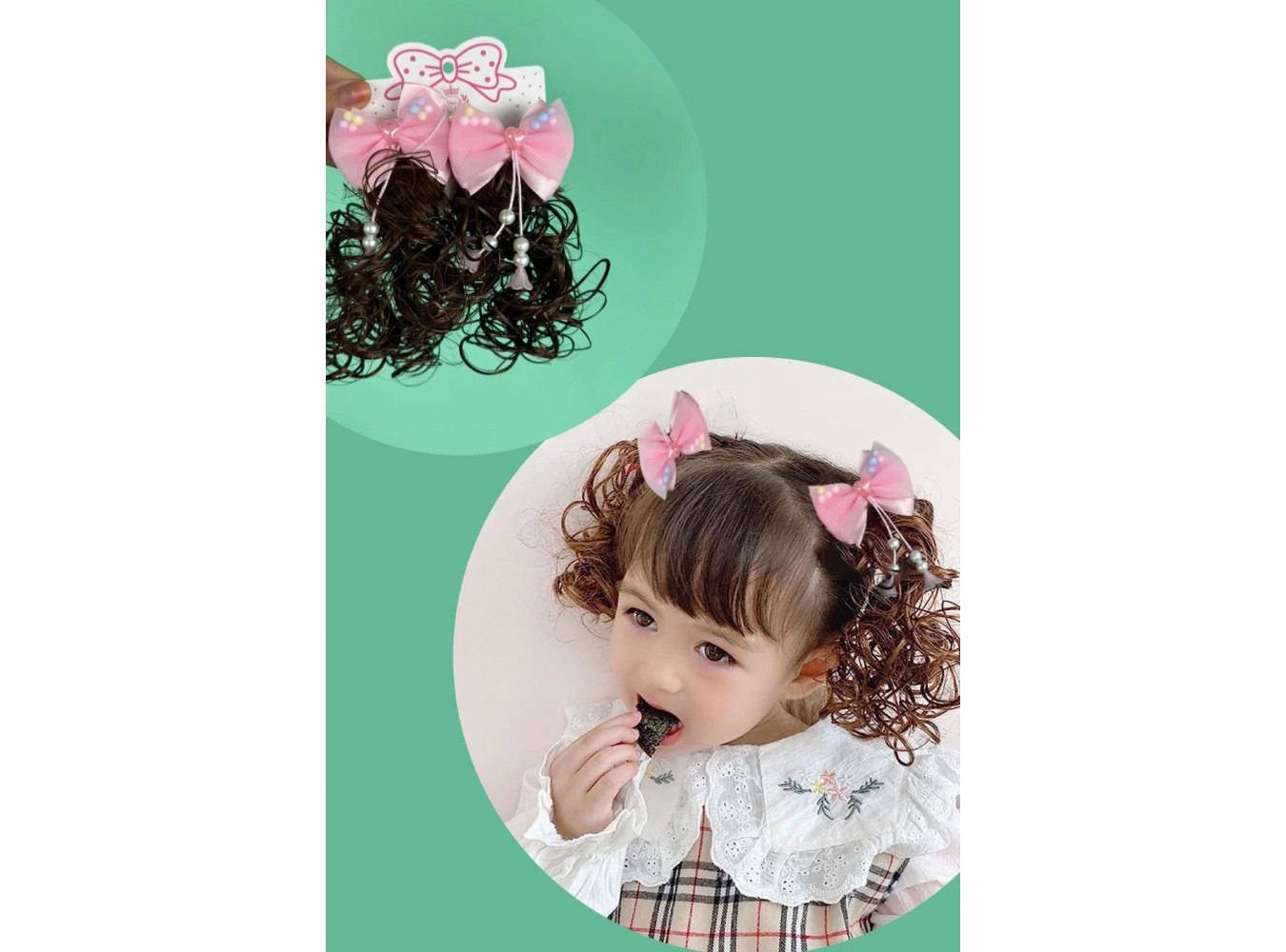 Pembe Renk Fiyonk Detaylı Saçlı Çocuk Pens Toka (çift)