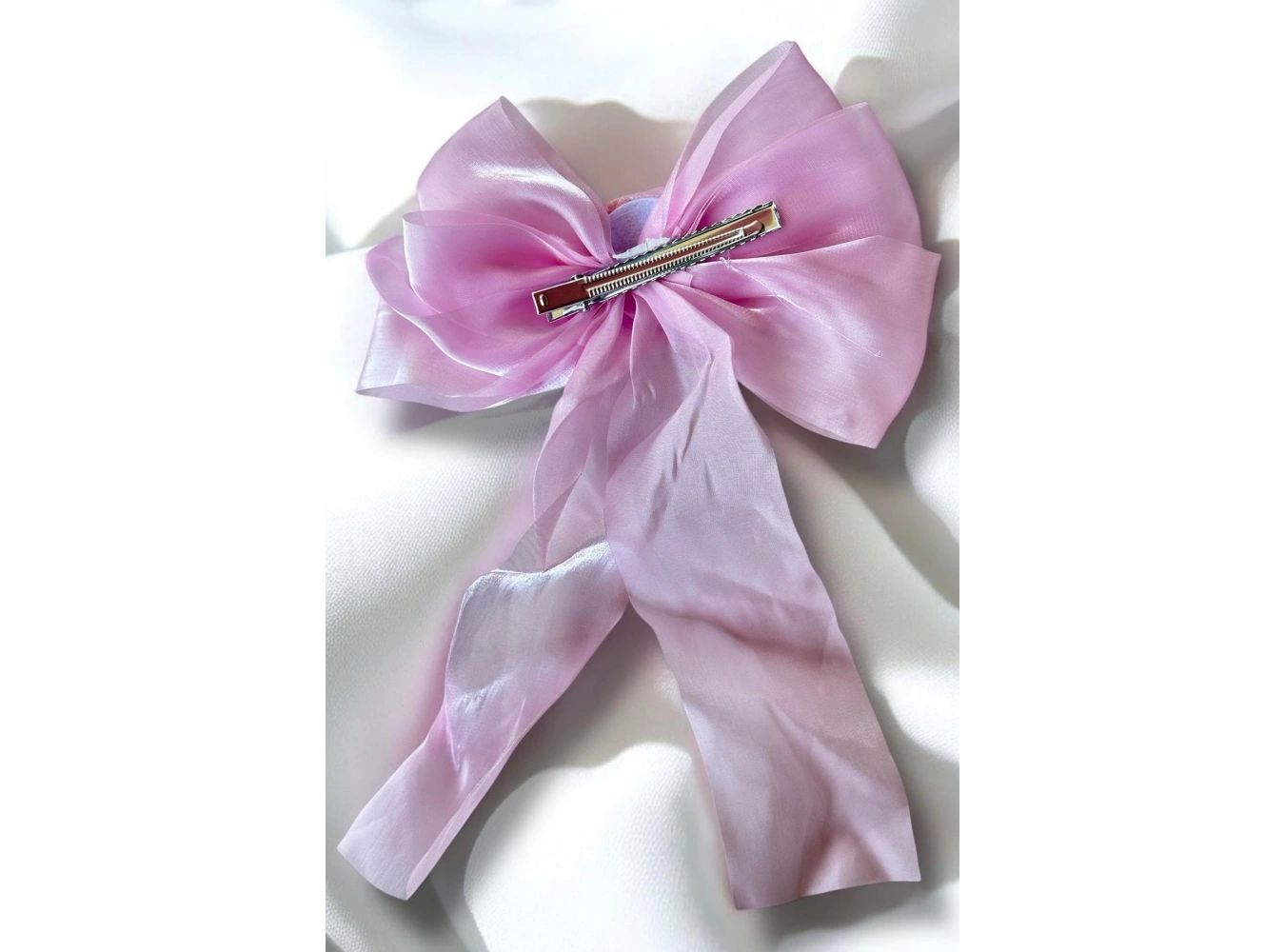 Pembe Renk Gül Figürlü Kurdele Pens Toka