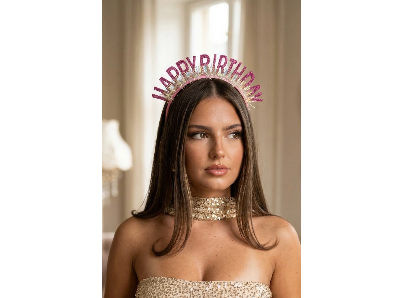 Pembe Renk Happy Birthday Yazılı Taç