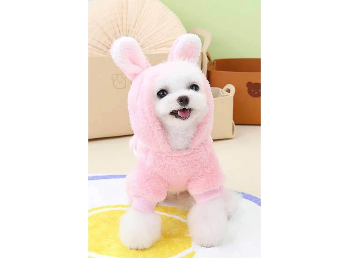 Pembe Renk Havuç Figürlü Çanta Detaylı  Peluş XL Köpek Tulum