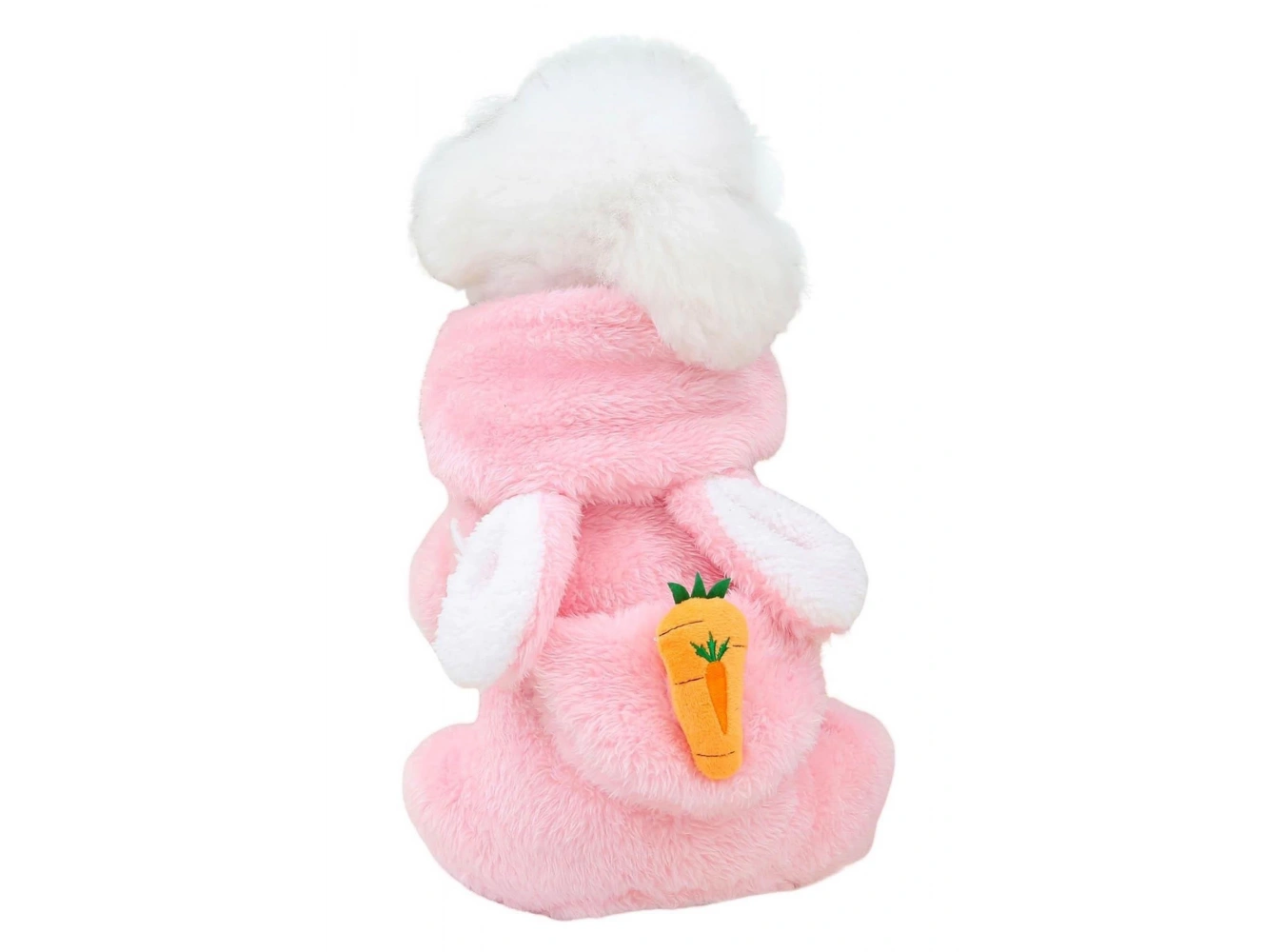 Pembe Renk Havuç Figürlü Çanta Detaylı Peluş XXL Köpek Tulum