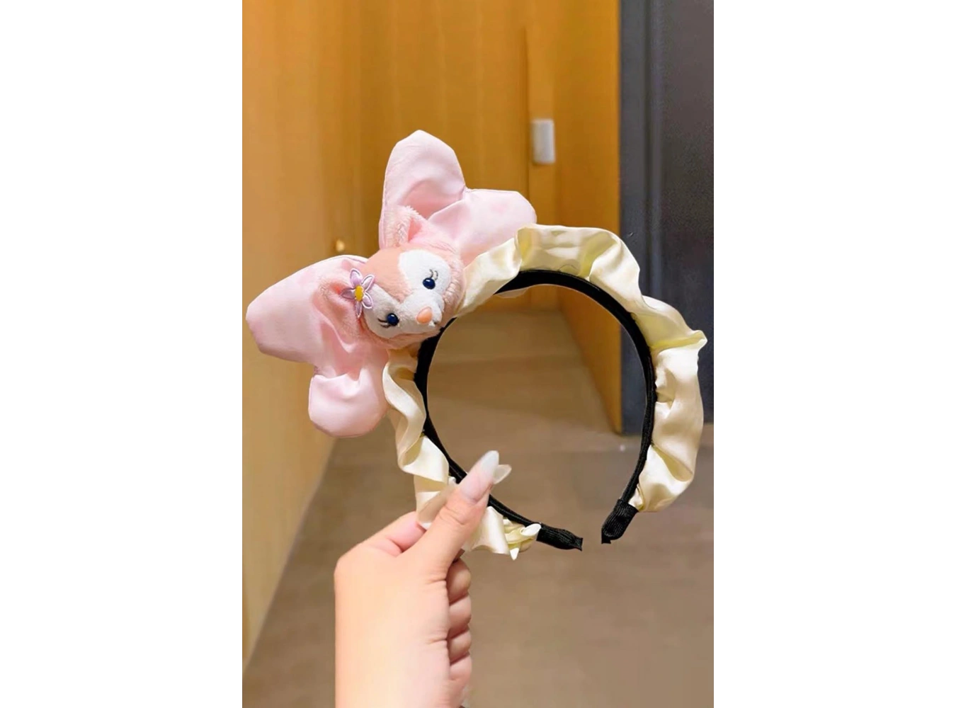 Pembe Renk Hayvan Figürlü Peluş Kurdele Taç