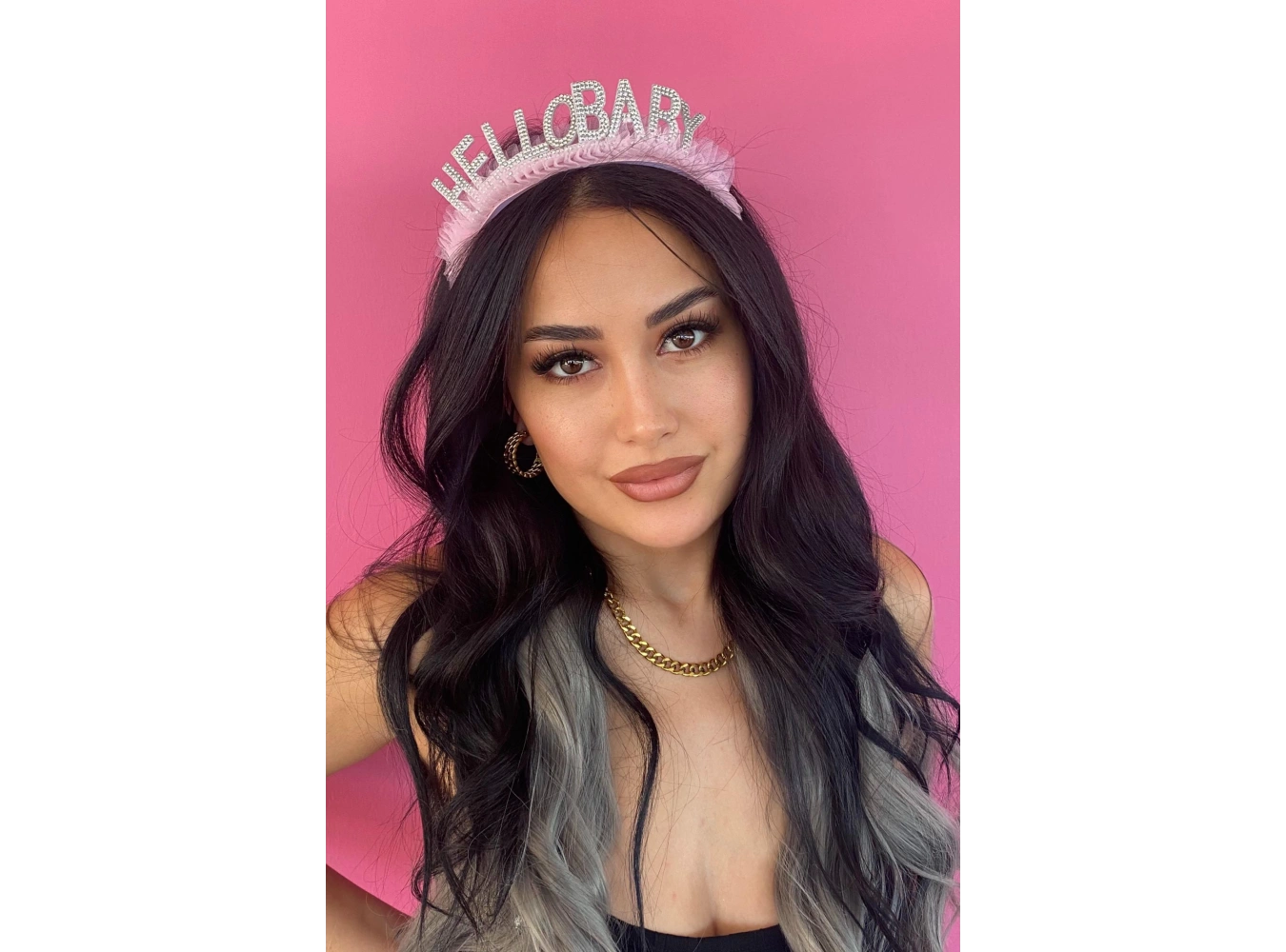 Pembe Renk Hello Baby Yazı Figürlü Çocuk Taç