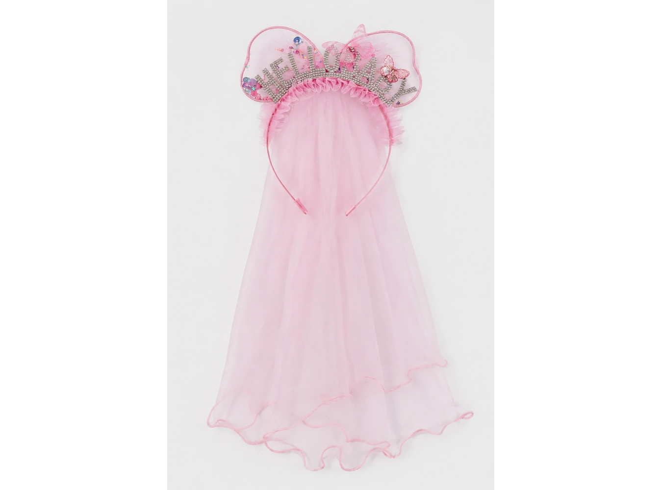Pembe Renk Hello Baby Yazılı Tül Detaylı Çocuk Taç