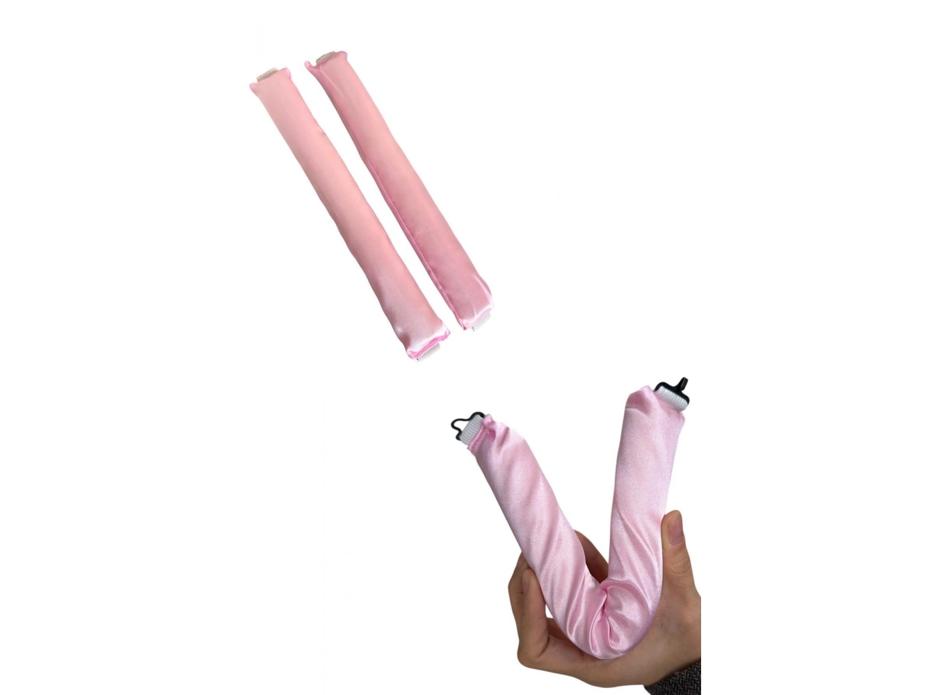 Pembe Renk Isısız Saç Şekillendirici Saten Saç Sosisi