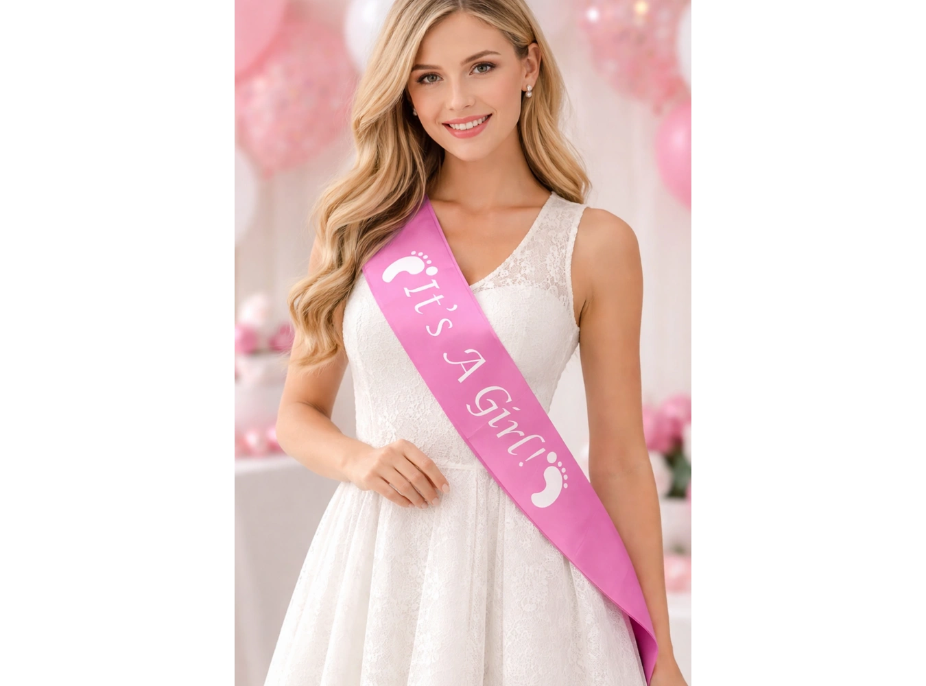 Pembe Renk Its A Girl Yazılı Kuşak Kurdelesi