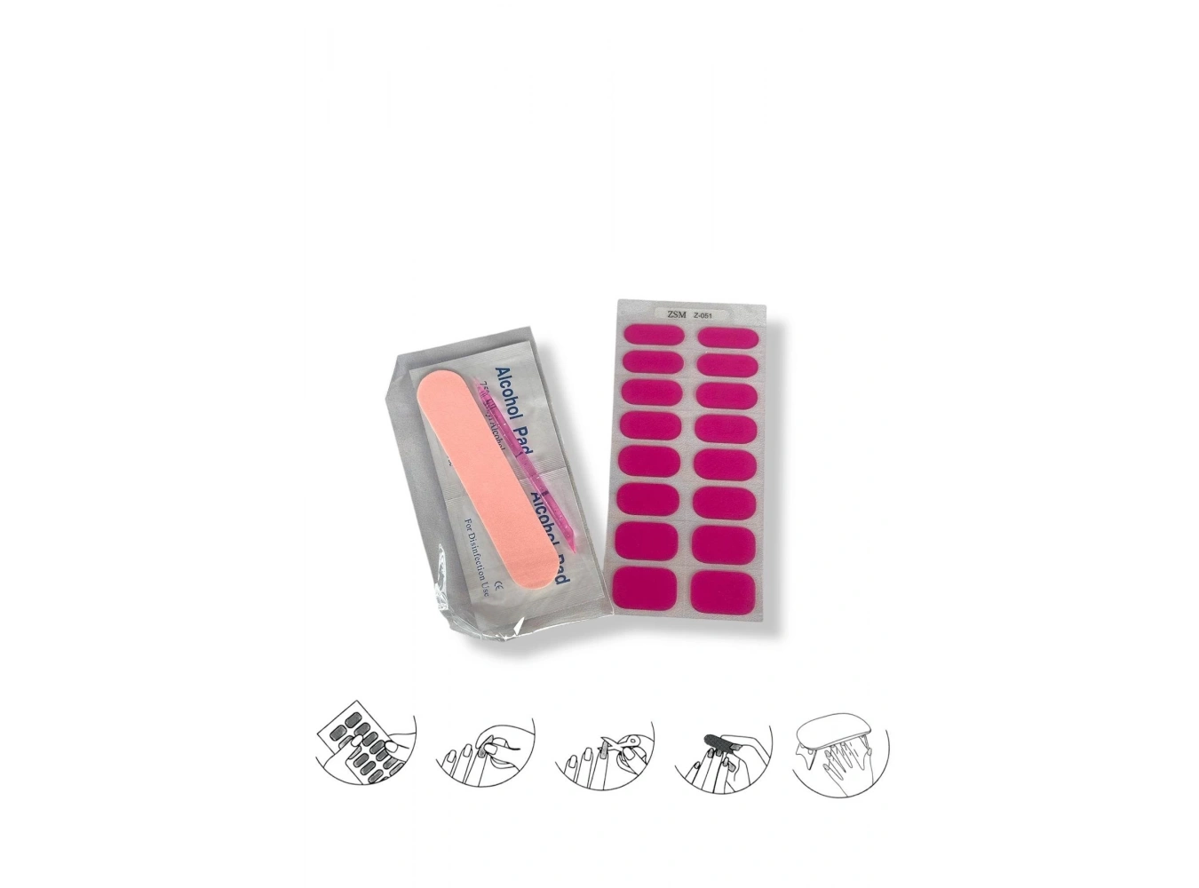 Pembe Renk Jel Tırnak Etiketi - Uv Ile Yapılan Poly Jel Sticker Sertleşen -Kürlenmiş Jel Tırnak Stickerı