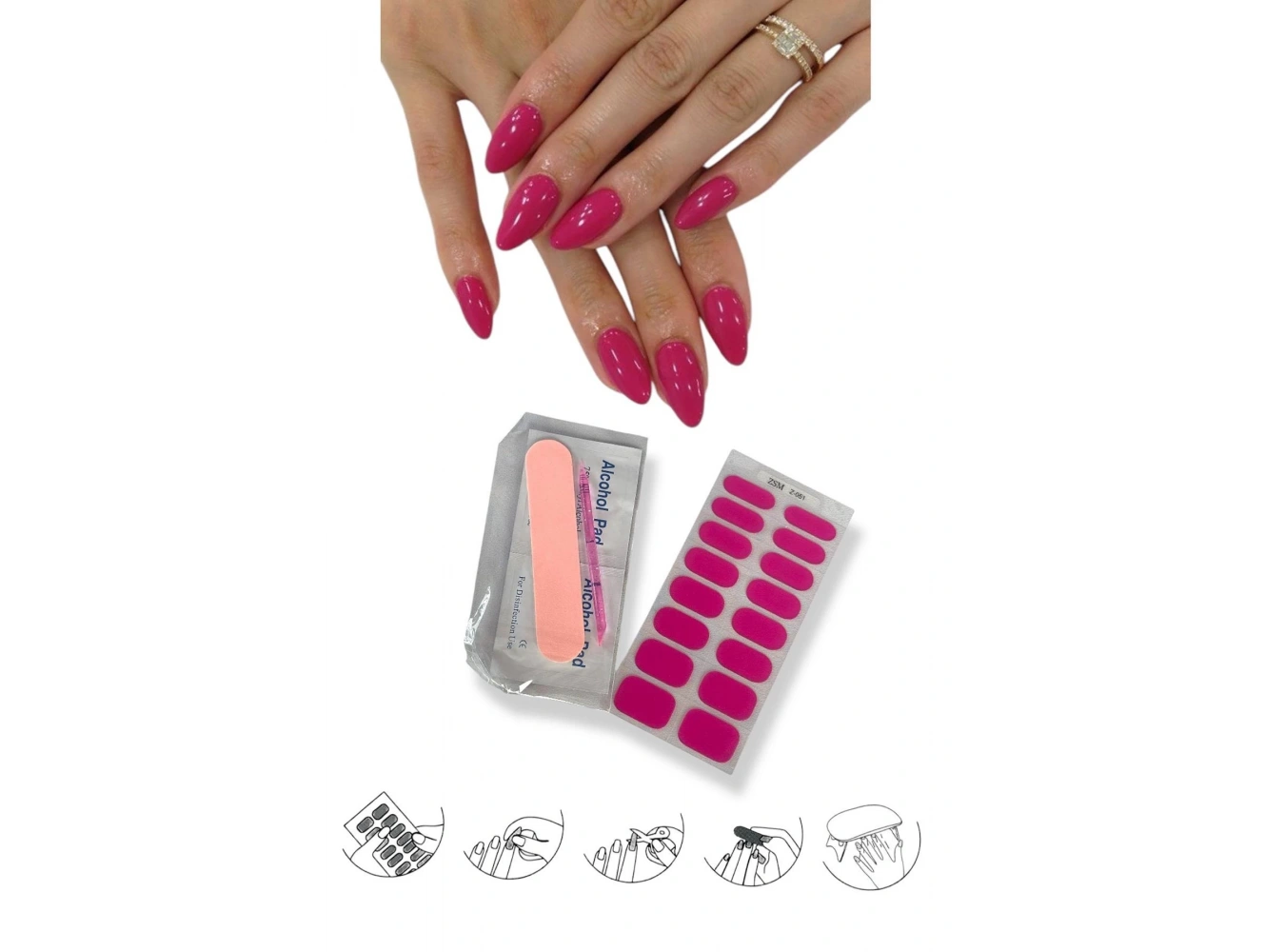 Pembe Renk Jel Tırnak Etiketi - Uv Ile Yapılan Poly Jel Sticker Sertleşen -Kürlenmiş Jel Tırnak Stickerı