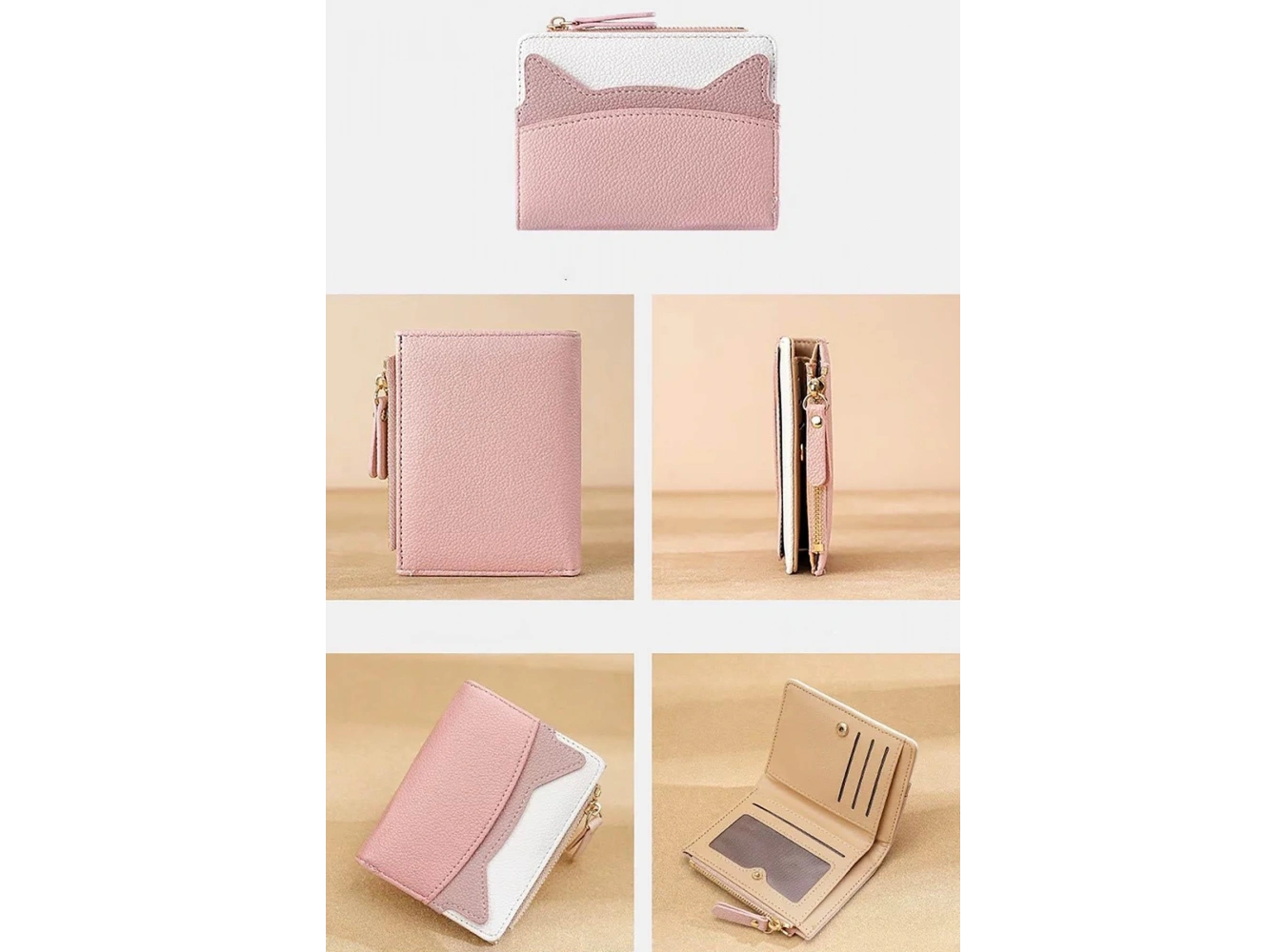 Pembe Renk Kadın Deri Cüzdan/Kartlık