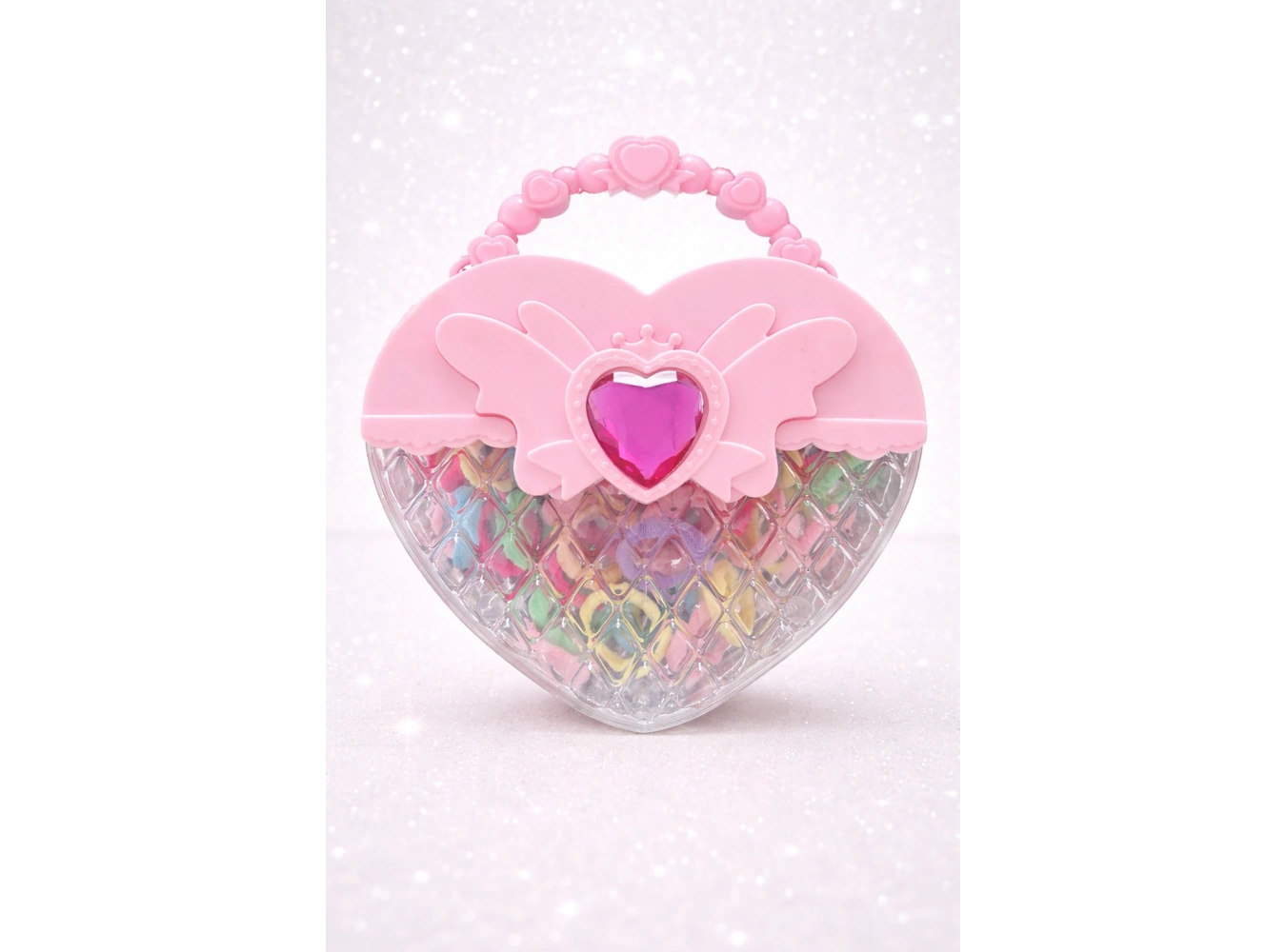 Pembe Renk Kalp Figürlü Kutu Toka Set