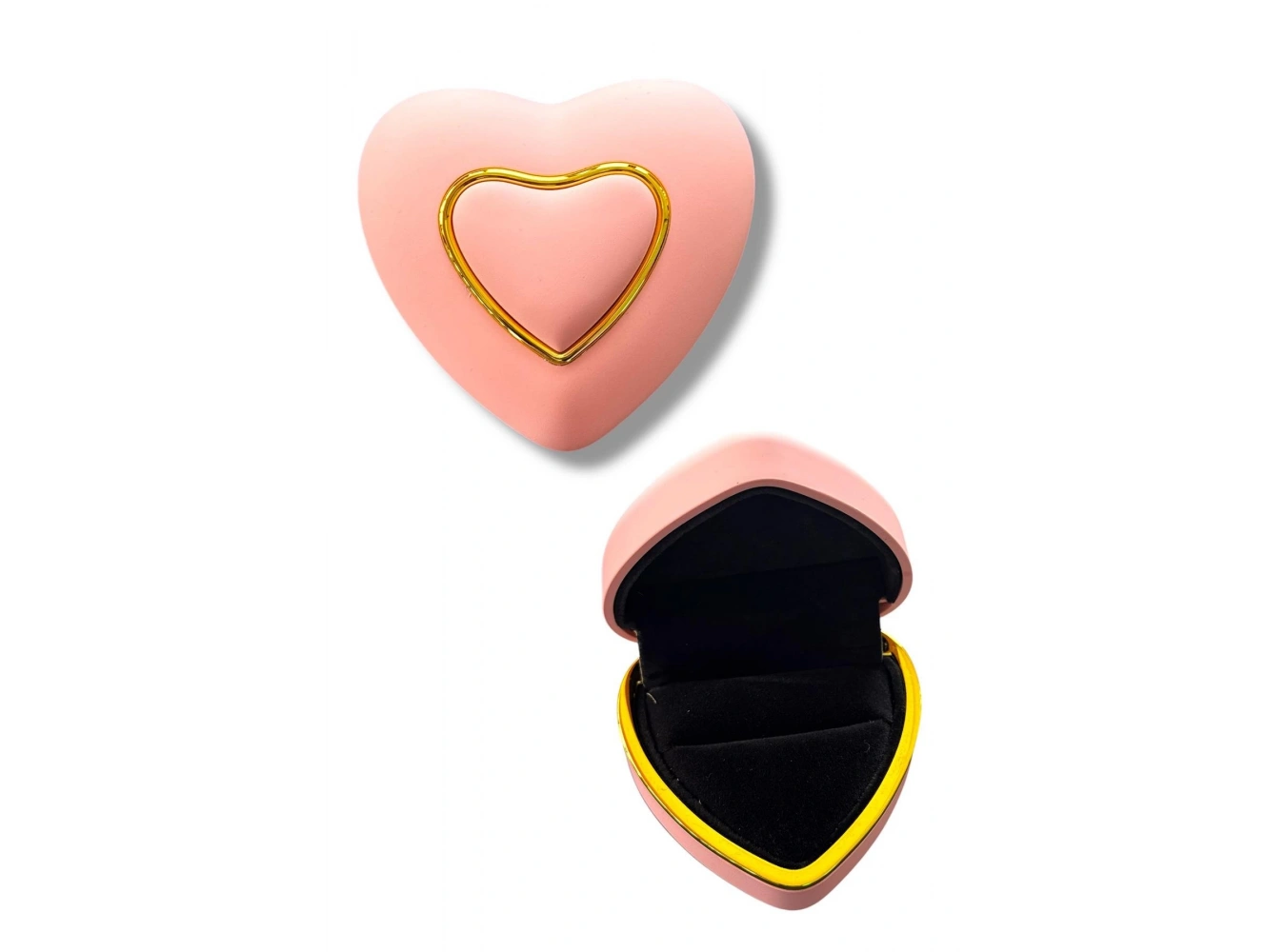 Pembe Renk Kalp Figürlü Yüzük Kutusu
