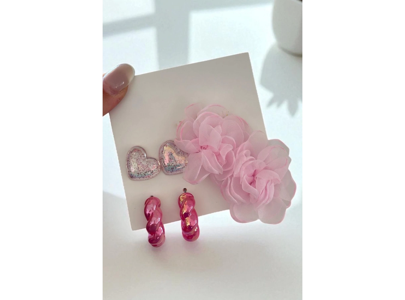 Pembe Renk Karışık Figürlü 6lı Küpe Set