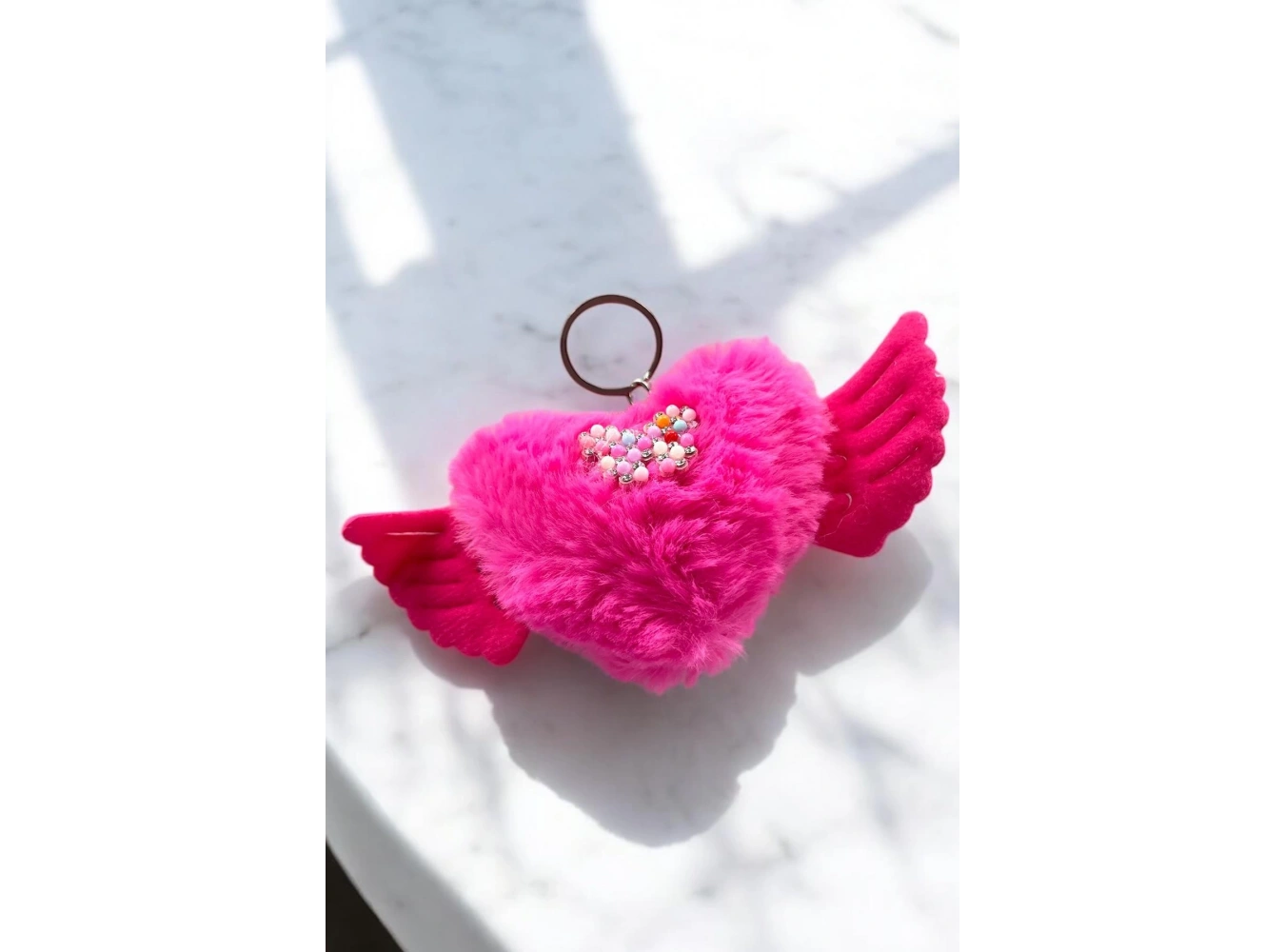 Pembe Renk Karışık Figürlü Kelebek Detaylı Peluş Anahtarlık