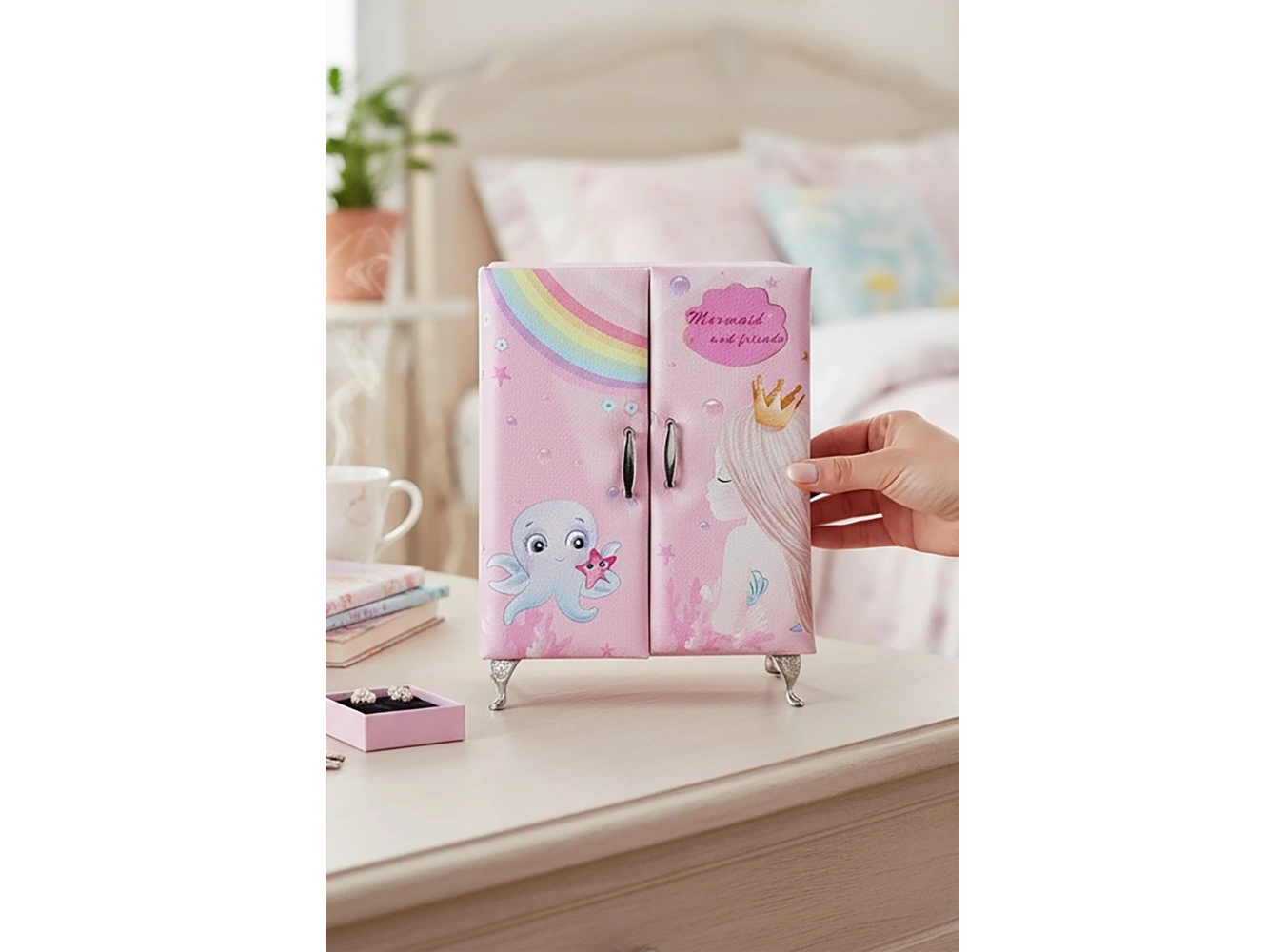 Pembe Renk Karışık Figürlü Takı Dolabı/Organizer