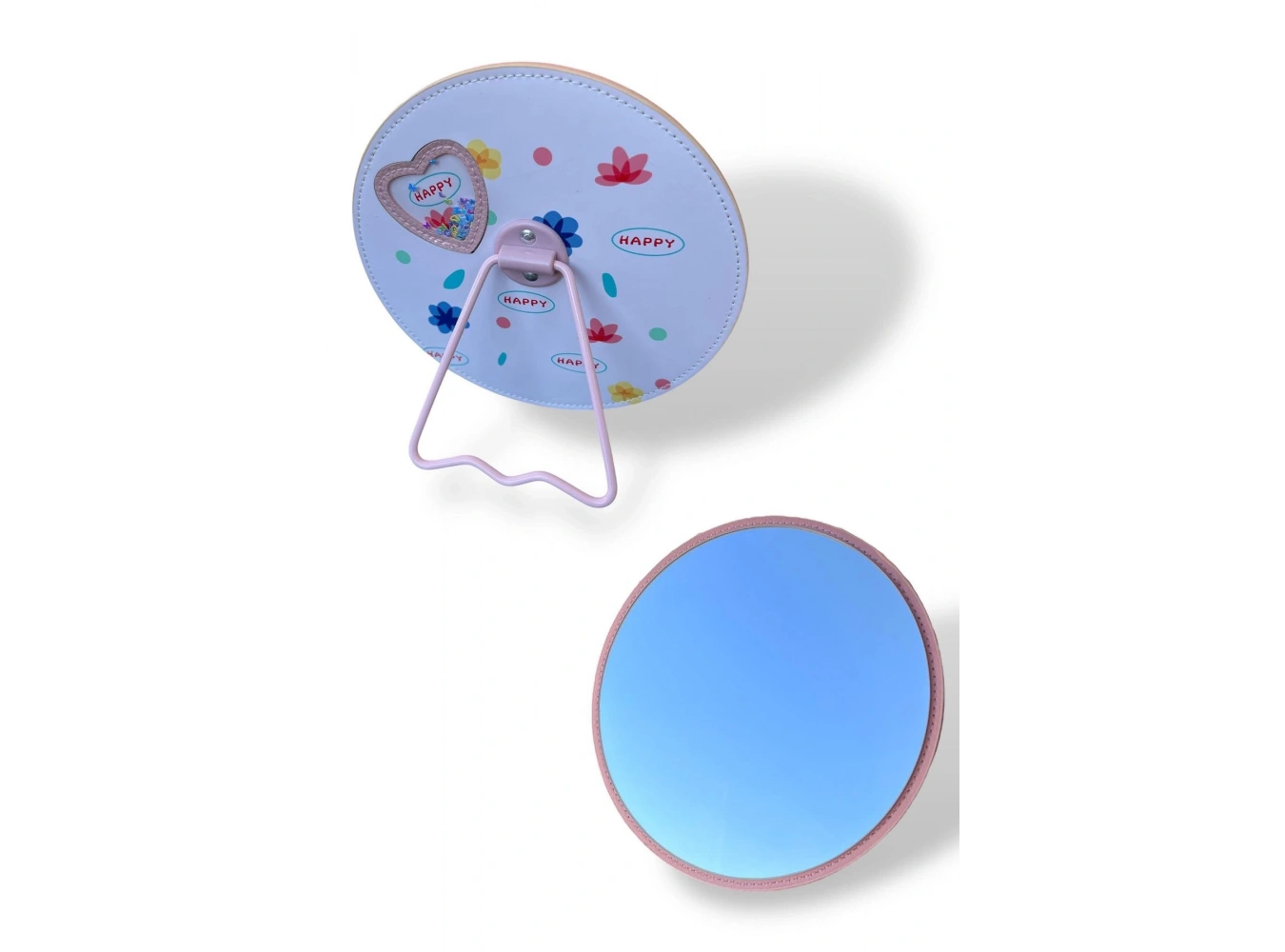 Pembe Renk Karışık Figürlü Yuvarlak Masa Aynası