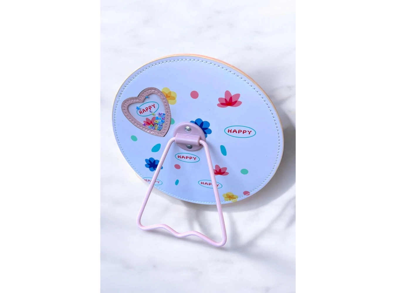 Pembe Renk Karışık Figürlü Yuvarlak Masa Aynası