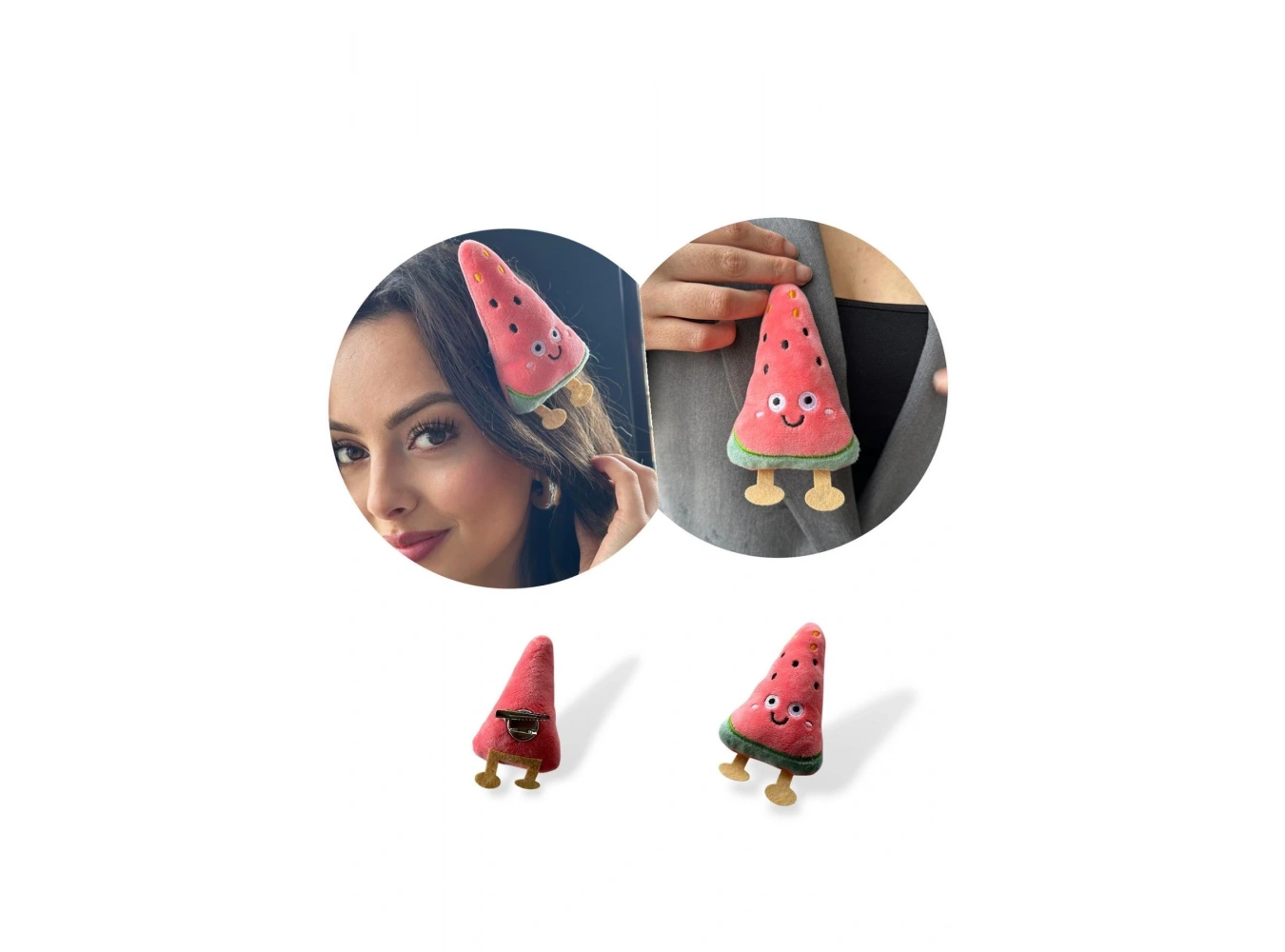 Pembe Renk Karpuz Figürlü Rozet / Toka