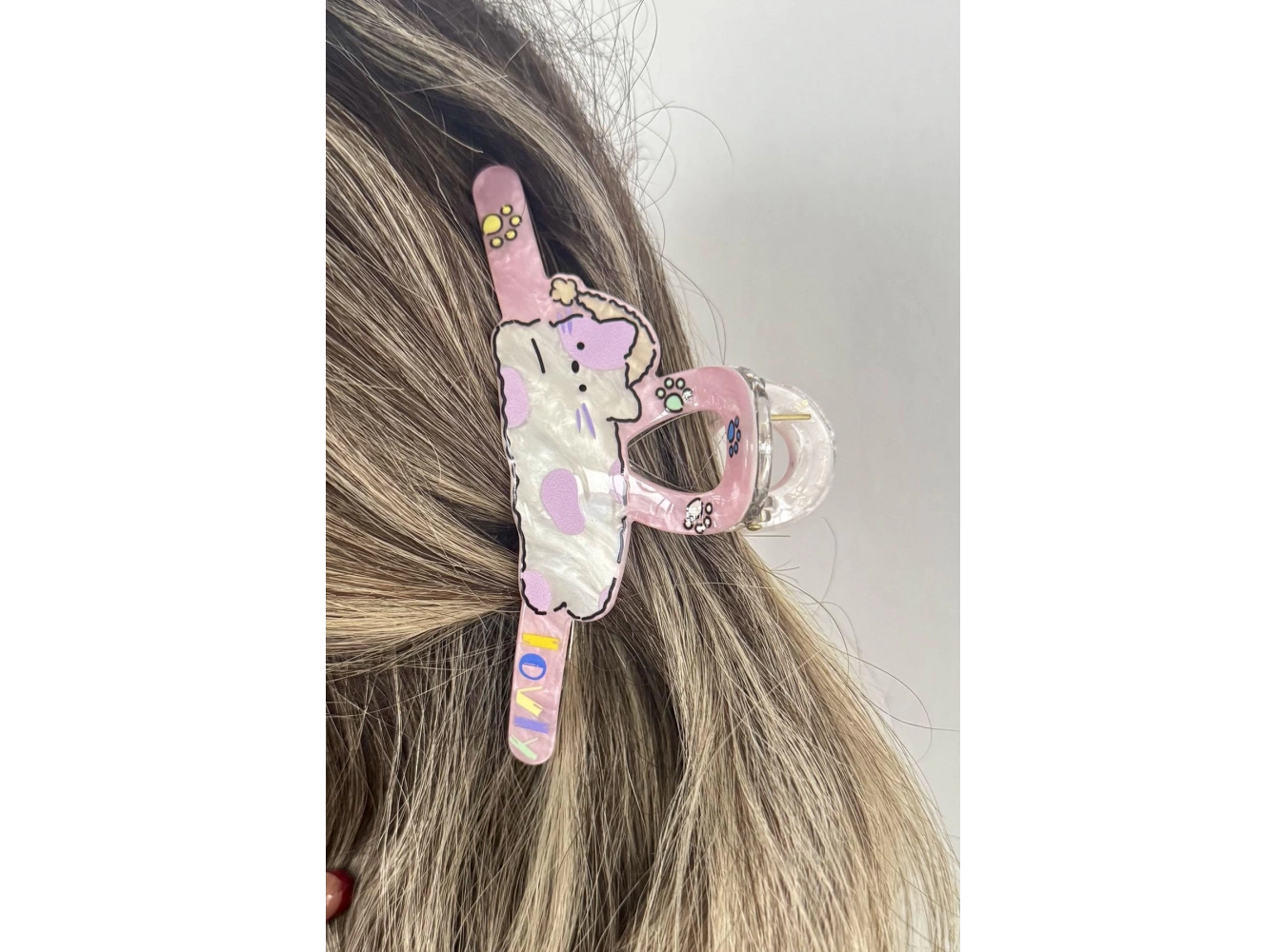 Pembe Renk Kedi Figürlü Kemik Mandal Toka