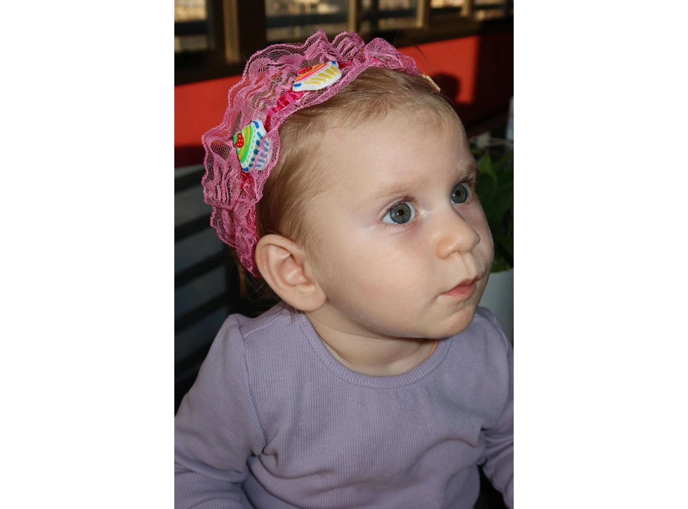 Pembe Renk Kek Figürlü Çocuk Saç Bandı