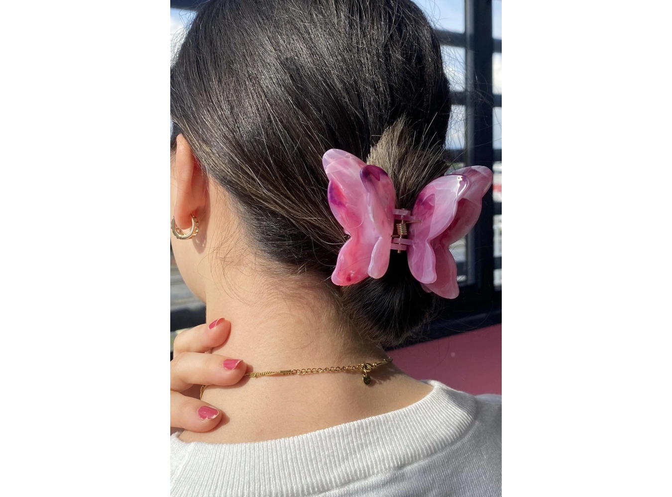 Pembe Renk Kelebek Figürlü Mandal Toka