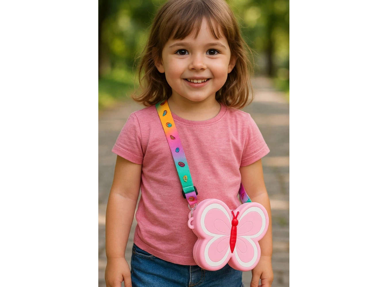 Pembe Renk Kelebek Figürlü Pop-İt Çocuk Çanta