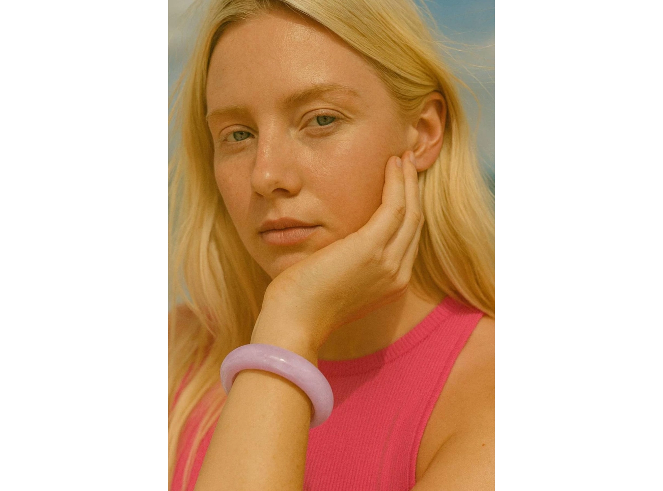 Pembe Renk Kemik Mika Bileklik